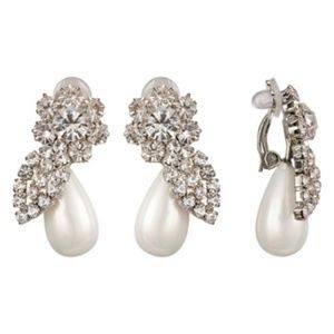 Nina E-Gwinia Crystal & Faux Peal Clip-on Earrings